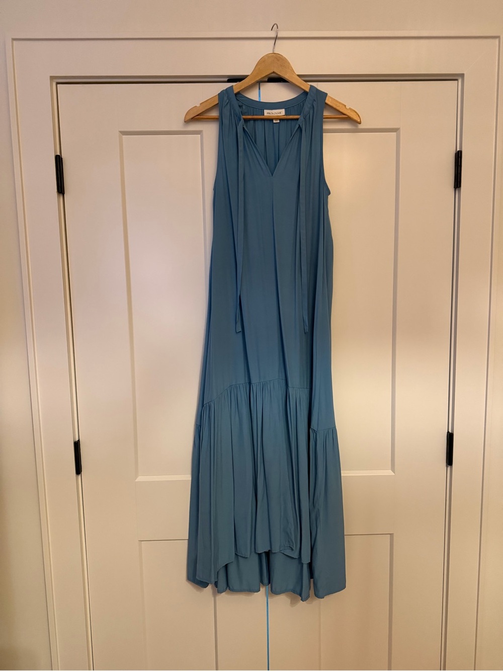 Prologue Dusty Blue Sleeveless Maxi Dress with Neck Ties